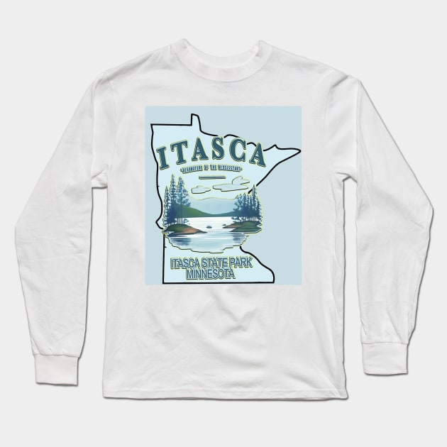 Funny Itasca State Park Minnesota Vintage Travel Decal Long Sleeve T-Shirt by masterpiecesai